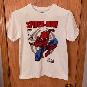MARVEL Gently Used Spider Man Super Hero White Short Sleeve T-Shirt Boys Size XL